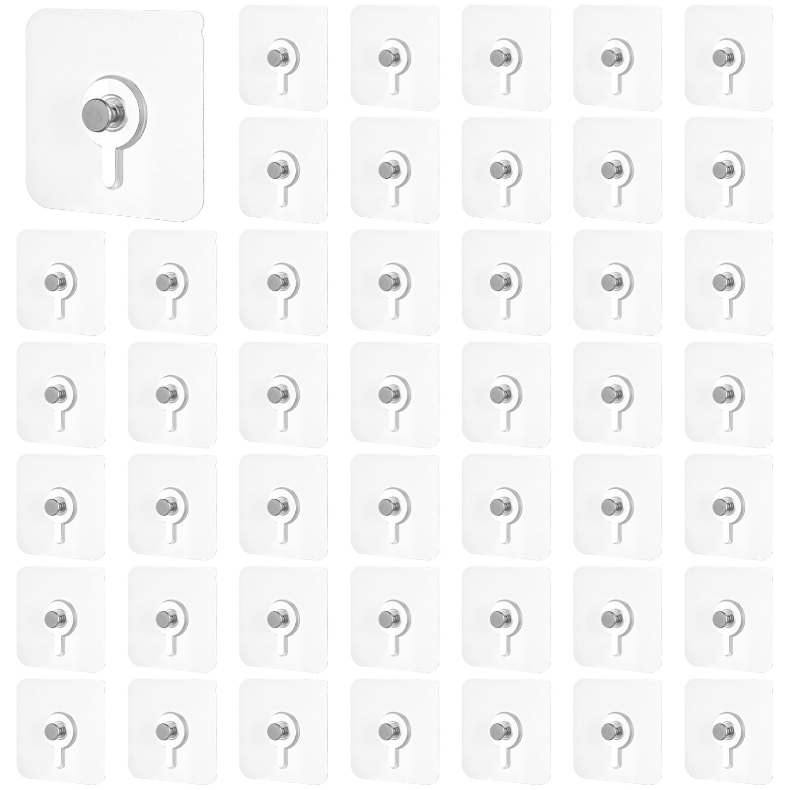 Skdqiee 100 PCS Self Adhesive Picture Hooks, Transparent Wall Stickers up to 22 Lbs Load, Heavy Duty Stick On Hangers for Frames Clocks Wall Decoration, No Drilling Required