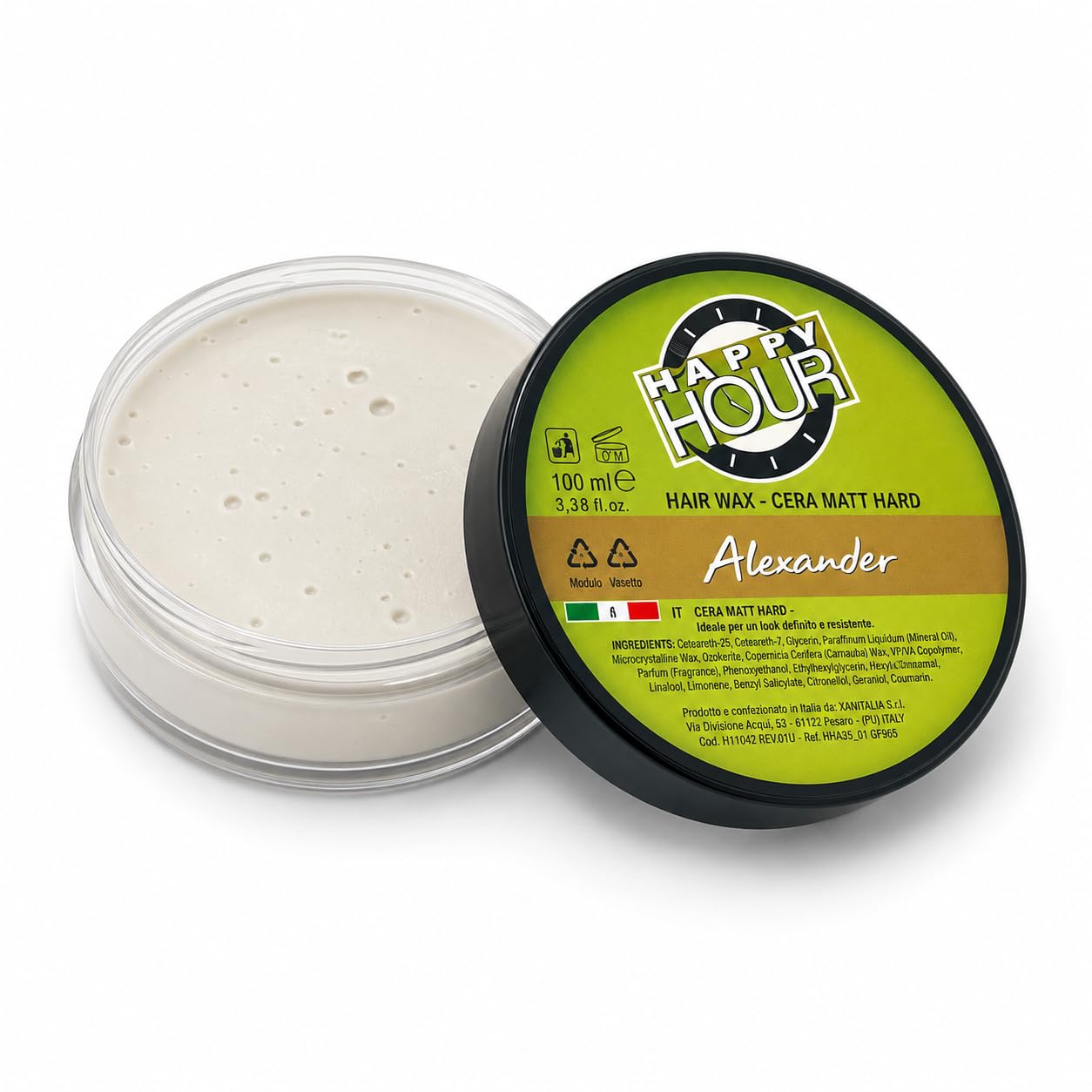 HAPPY HOUR – Alexander - cera per capelli uomo - tenuta Forte - effetto opaco - cera opaca - Fissante - professionale - alta Qualità - modellante uomo - matt effect - Profumazione alla Panna