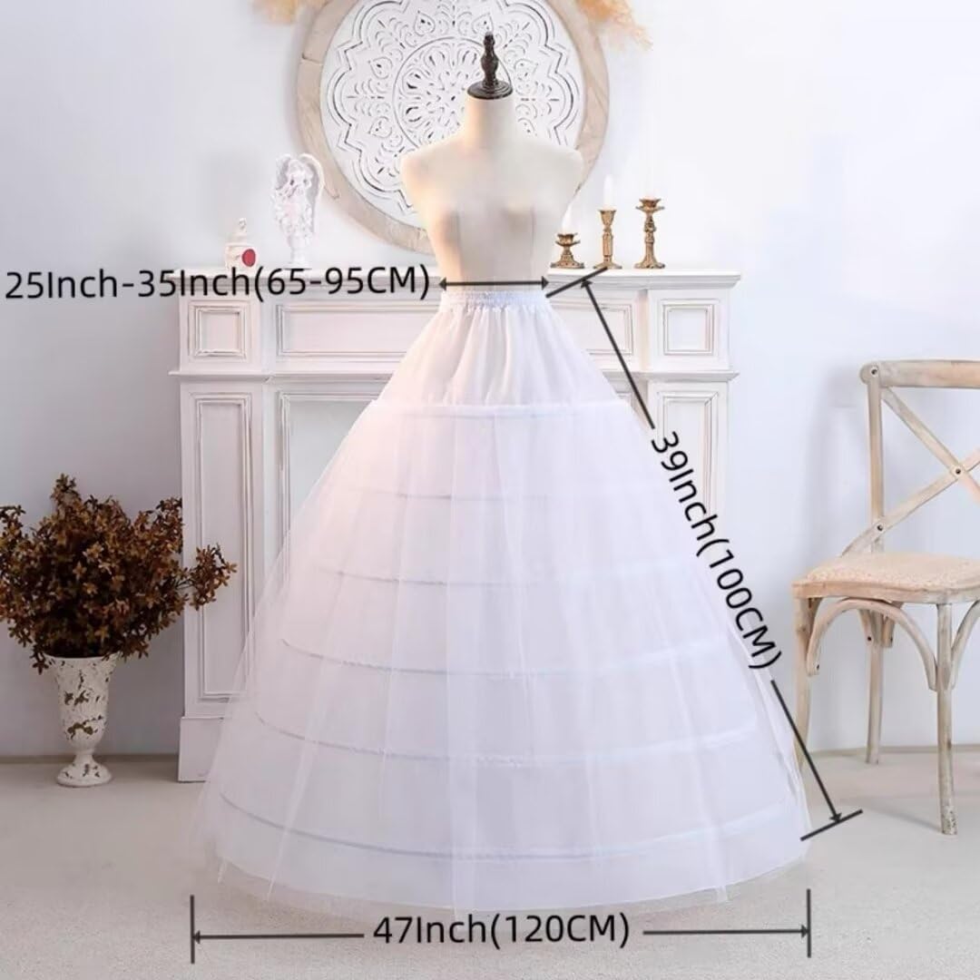 Mouccy 2 Layered Tulle Petticoats for Women Puffy 6 Hoop Skirt Crinoline A-line Underskirt Slips Underskirt for Quinceanera Dresses Ball Gown