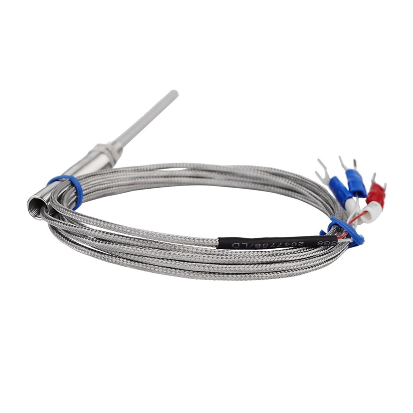 Escudo de Acero Inoxidable, Tubo de sonda de 10cm, Sensor de Temperatura PT100 con Cable de 2m y 3 Cables for Controlador(Cable Length 3m)
