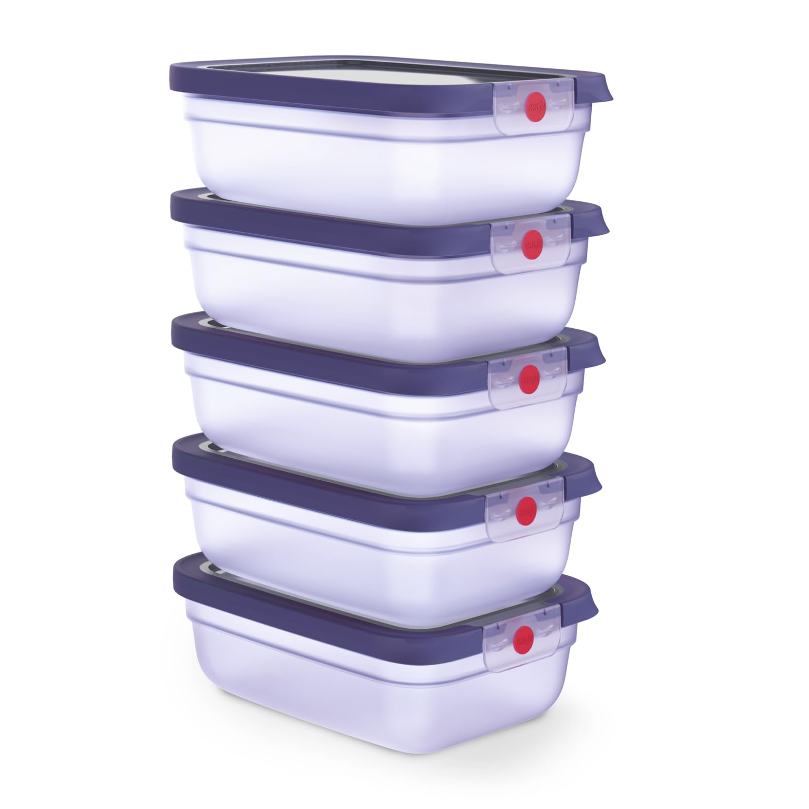 EMSA oneClick, Vorratsdose, One-Click-System, Lebensmittel 2x Länger Frisch, 100% Auslaufsicher, Made in Germany, VIOLETT, 5-teiliges Meal-Prep-Set 5× 1,20 L / 40,6 FL.OZ, N1231300