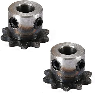 Acxico 2Pcs 8mm Bore 10T Metal Roller Chain Sprocket - Durable Steel Pilot Motor Drive Gear for Hardware & Mechanical Use