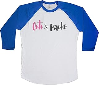 Cute and Psycho Unisex Baseball Long Sleeve Tee White-Royal X-Small