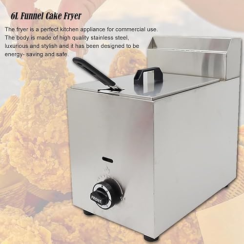 Miniatura 4 de INTBUYING Freidora comercial de 6L Freidora de gas LPG de un solo tanque Freidora de acero inoxidable con cesta para freír Papas fritas Máquina para