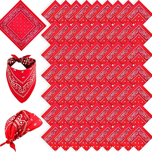 Tarpop 150 Pcs Paisley Bandanas Bulk Western Cowboy Bandana Set Face Mask Scarf Polyester Handkerchiefs Headband for Men Women (Red)