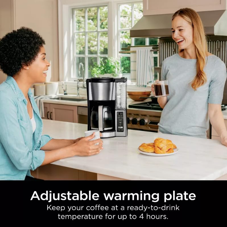 Niinjaa 12 Cup Programmable Coffee Brewer, 2 Brew Styles, Adjustable Warm Plate, 60 oz Water Reservoir, Delay Brew, color Black/Stainless Steel (model CE 251) — view 5