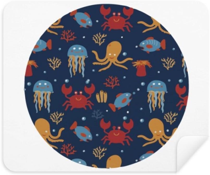 Octopus Colorful Marine Life Pattern Cleaning Cloth Screen Cleaner 2pcs Suede Fabric