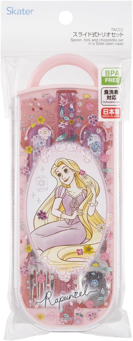 Skater TACC2-A Children's Trio Set Chopsticks, Spoon, Fork, 6.5 inches (16.5 cm), Disney's Tangled Rapunzel 26