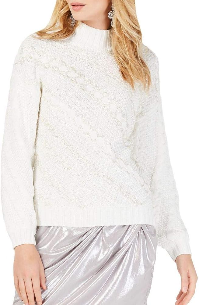 INC Women's Cable-knit Embellished Mock 