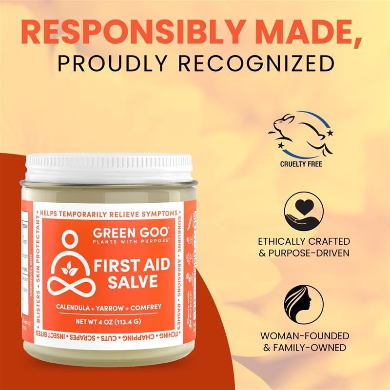 Green Goo First Aid Salve, All-Natural Cream for Healing Cuts, Scrapes, Blisters, Chafing, Sunburns & More, 4 Oz - Image 7