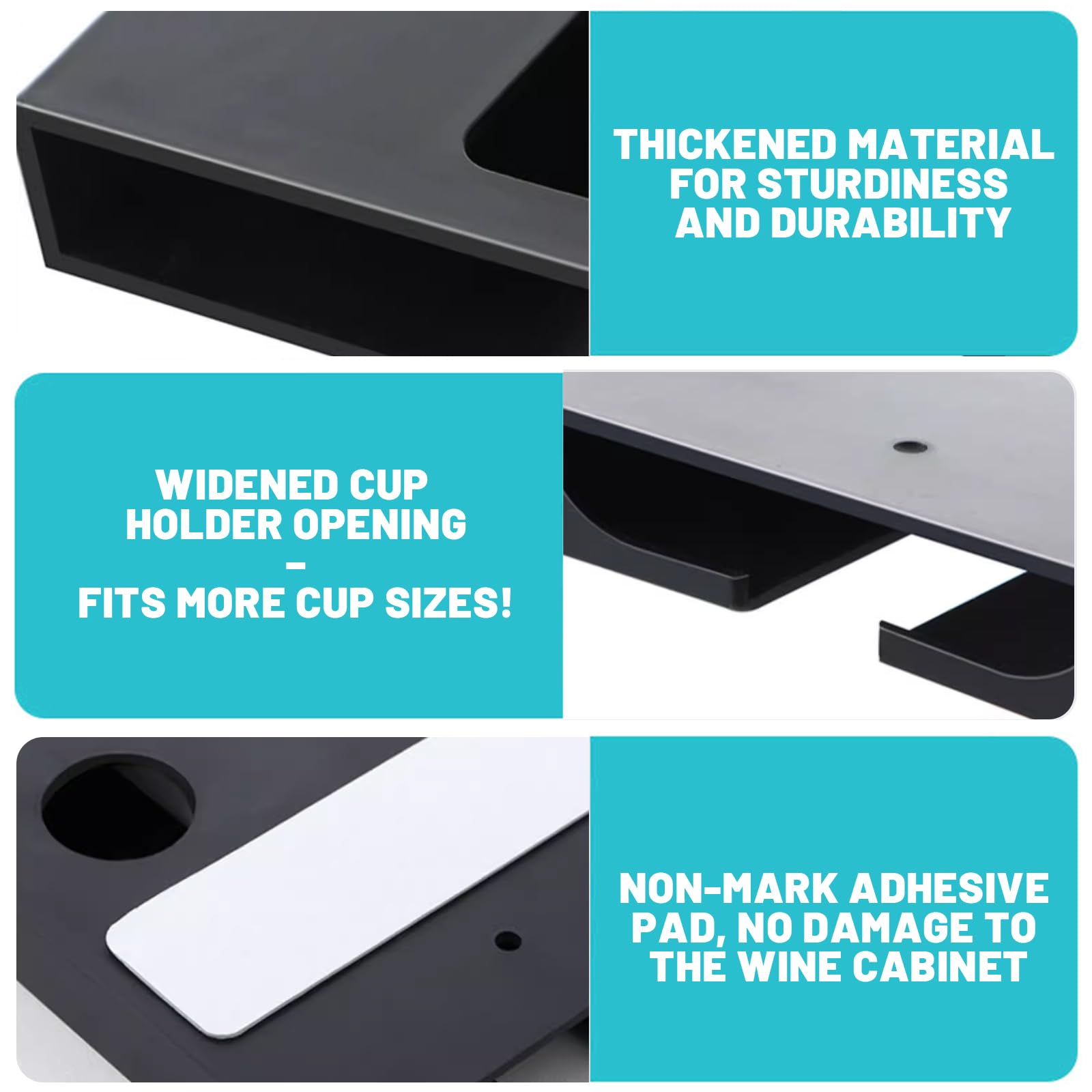 Dwitkul 4 Weinglashalter Unter Schrank - Schwarze Halterung Ohne Bohren