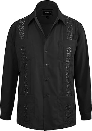 Guytalk Mens Long Sleeve Cuban Guayabera Button up Long Sleeve Mexican Wedding Shirt