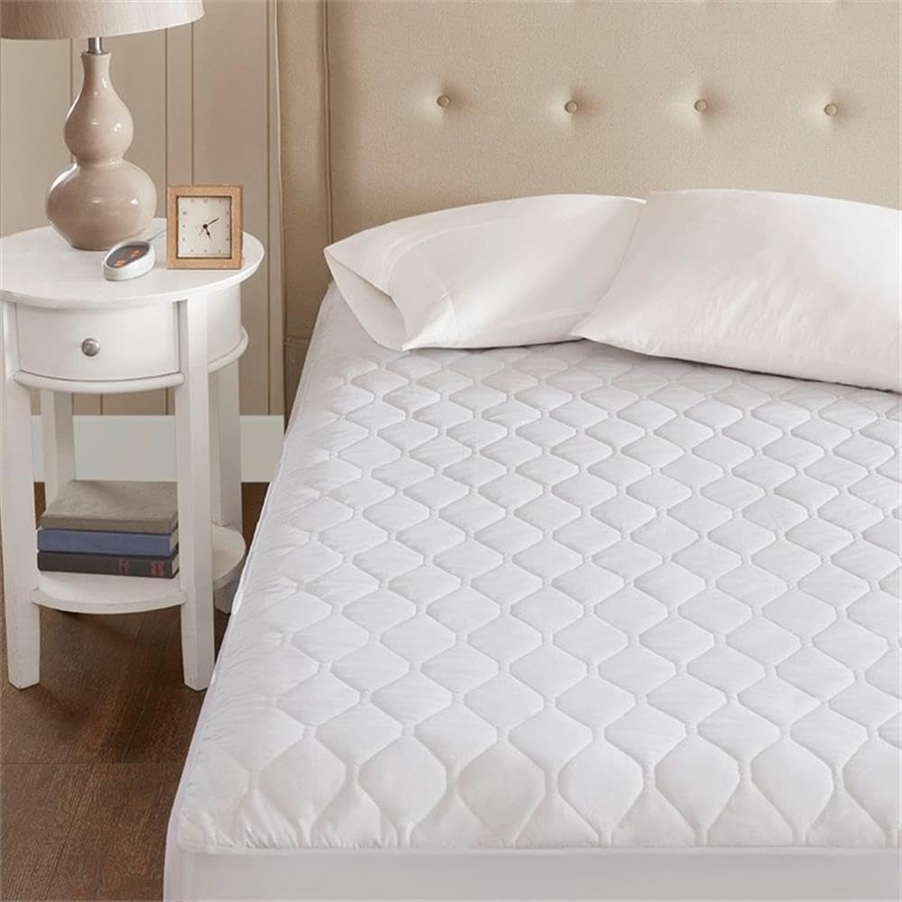 Pemberly Row Microfiber Heated Mattress Pad with 3M Moisture Treatment in White
