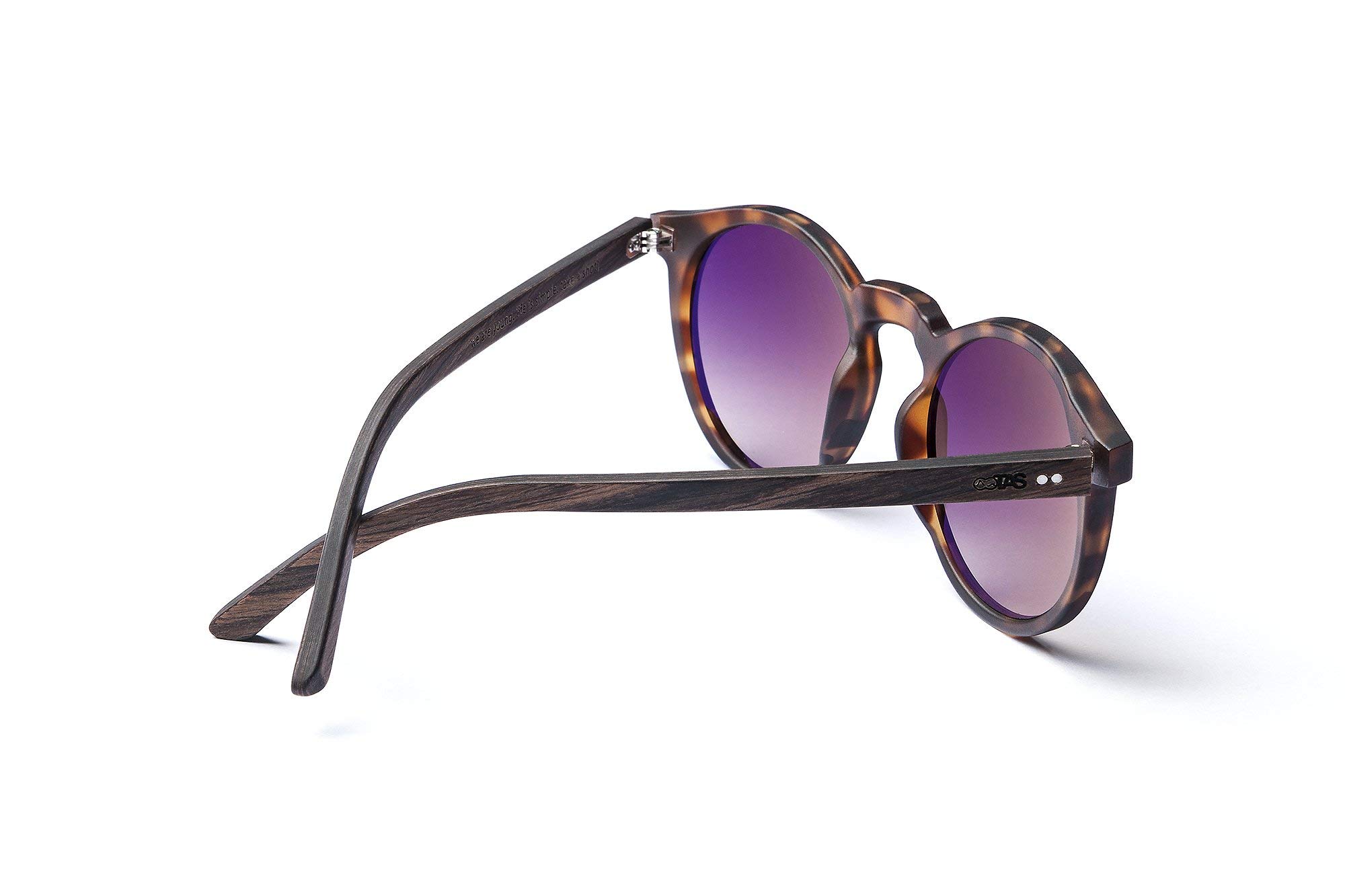 TAKE A SHOT Holz-Sonnenbrille Rund Damen Herren, Schmal Runde Gläser, UV400 - Sonnenbrille Holz