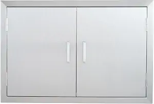CO-Z Outdoor Kitchen Doors, 28" W x 19" H Weatherproof 304 Stainless Steel Built-in BBQ Double Access Door