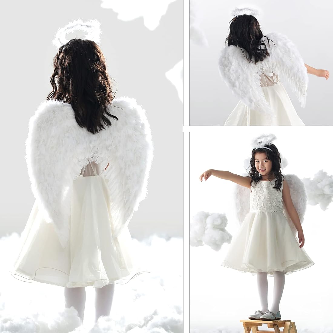 Toffos Angel Wings for Kids and Adult, Angel Costume with Halo