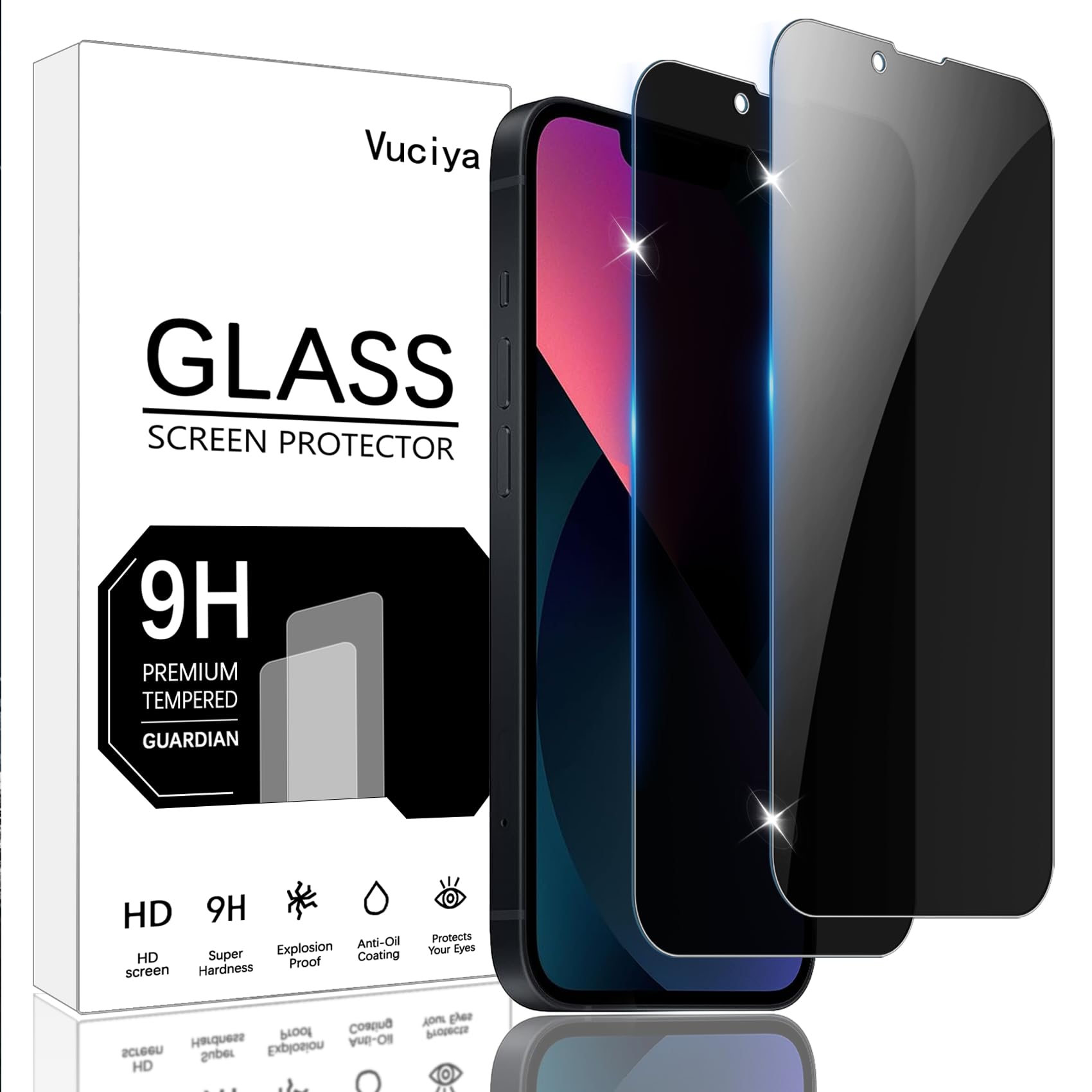 2 Pack Antiespia Protector para iPhone 16e/iPhone 13/iPhone 13 Pro Privacidad Cristal Templadode Pantalla,Sin Burbujas,Dureza 9H,Antiarañazos, Antihuellas