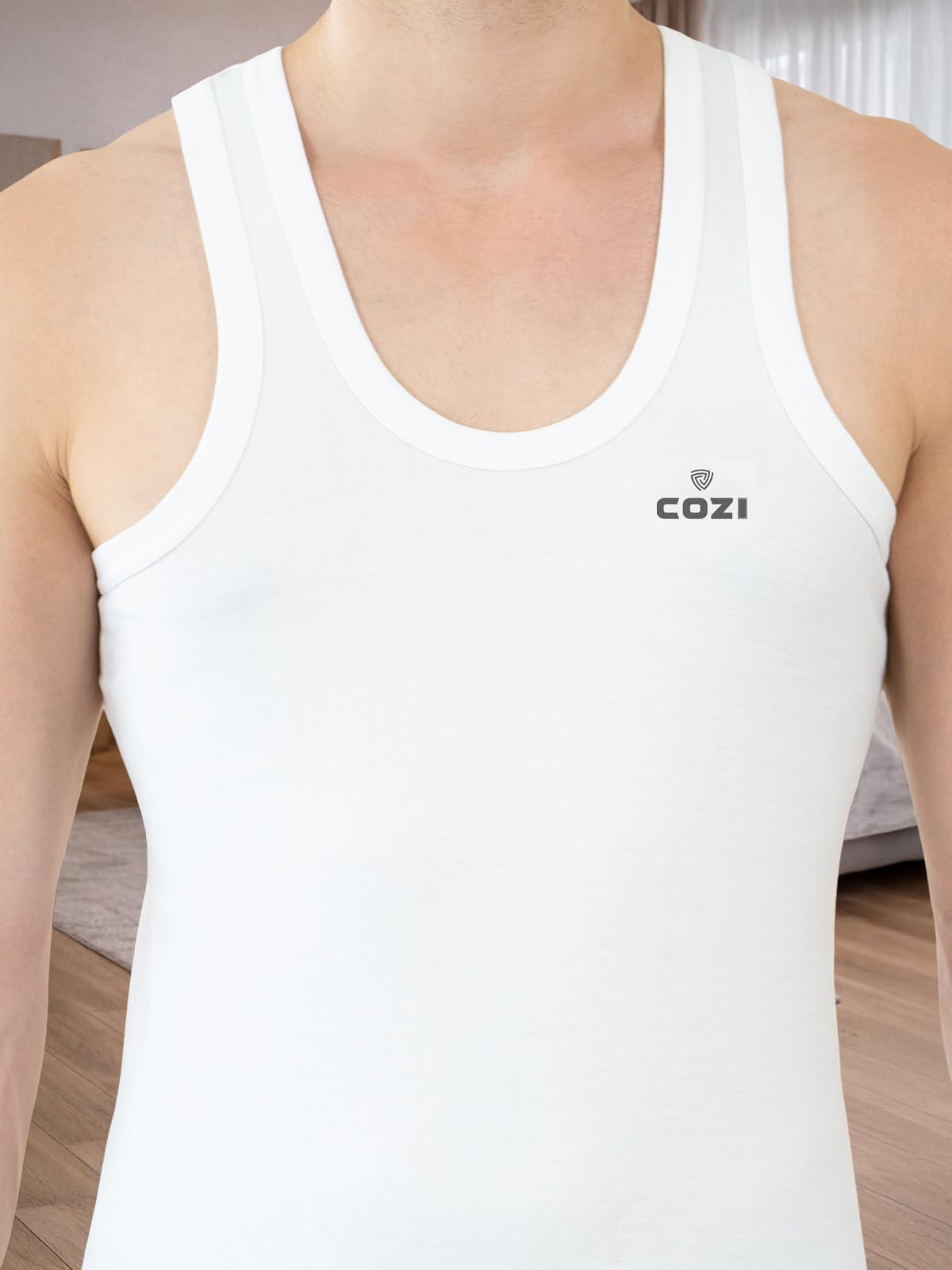 Lux Cozi Men's Pack of 5 Solid White2 Vest(Size : XX-Large) 2