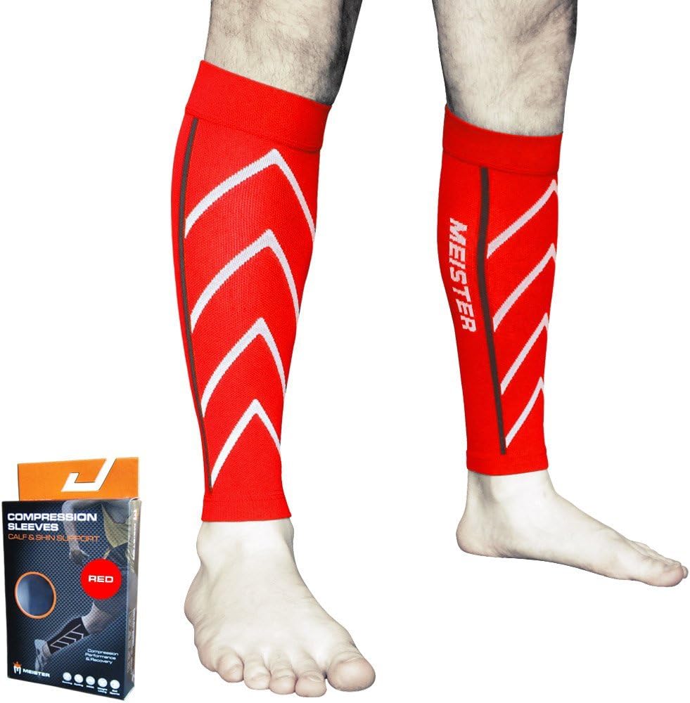 Meister 20-25mmHg Compression Running Leg Sleeves for Shin Splints (Pair) | Medical-grade compression for the whole leg, improves circulation and muscle recovery for running, walking and everyday