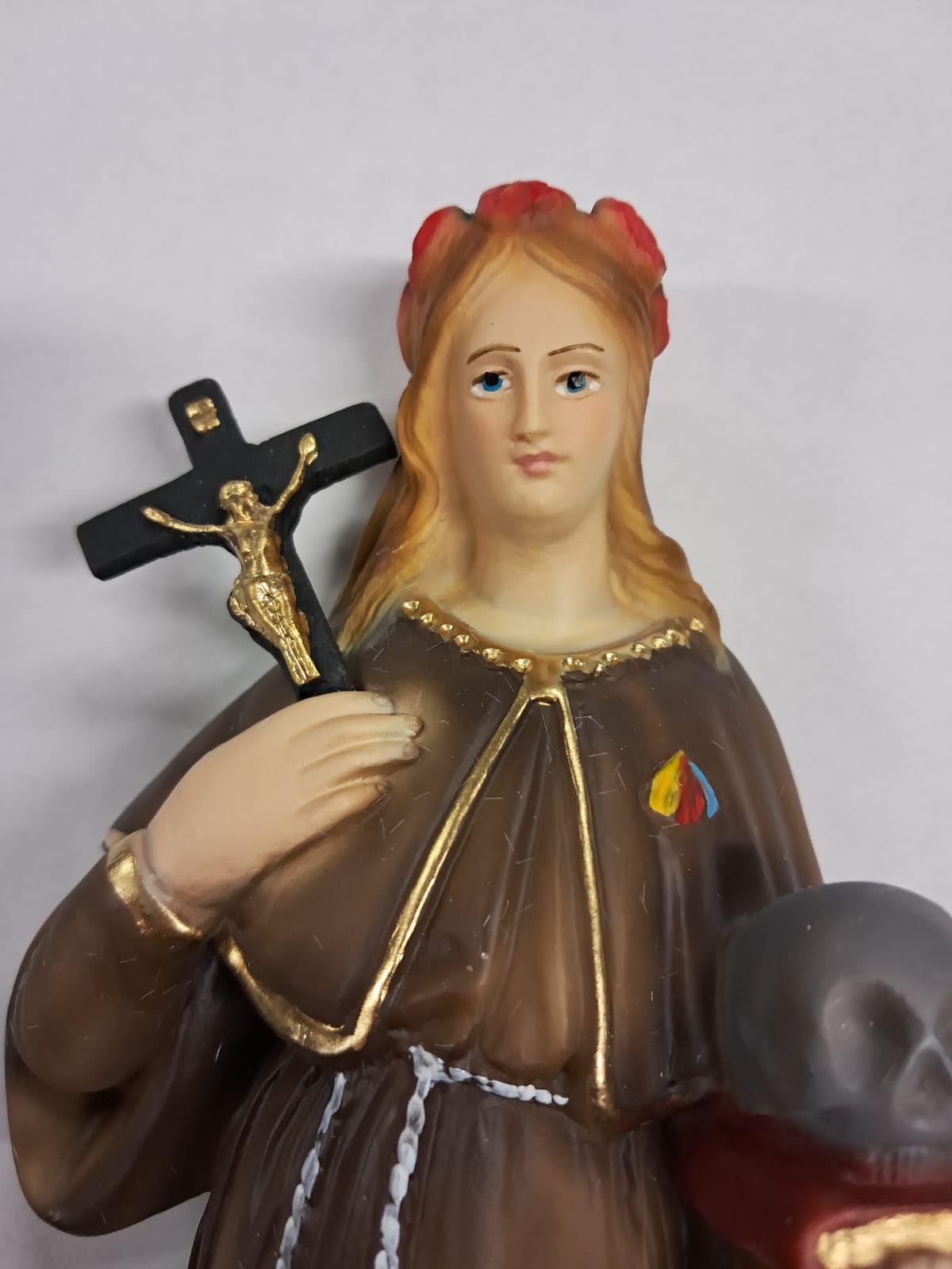 Generico ArteSacraCaravaggio Statua di Santa Rosalia cm 27,5 (10,82 inches) in marmo resina piena decorata a mano di produzione artigianale italiana