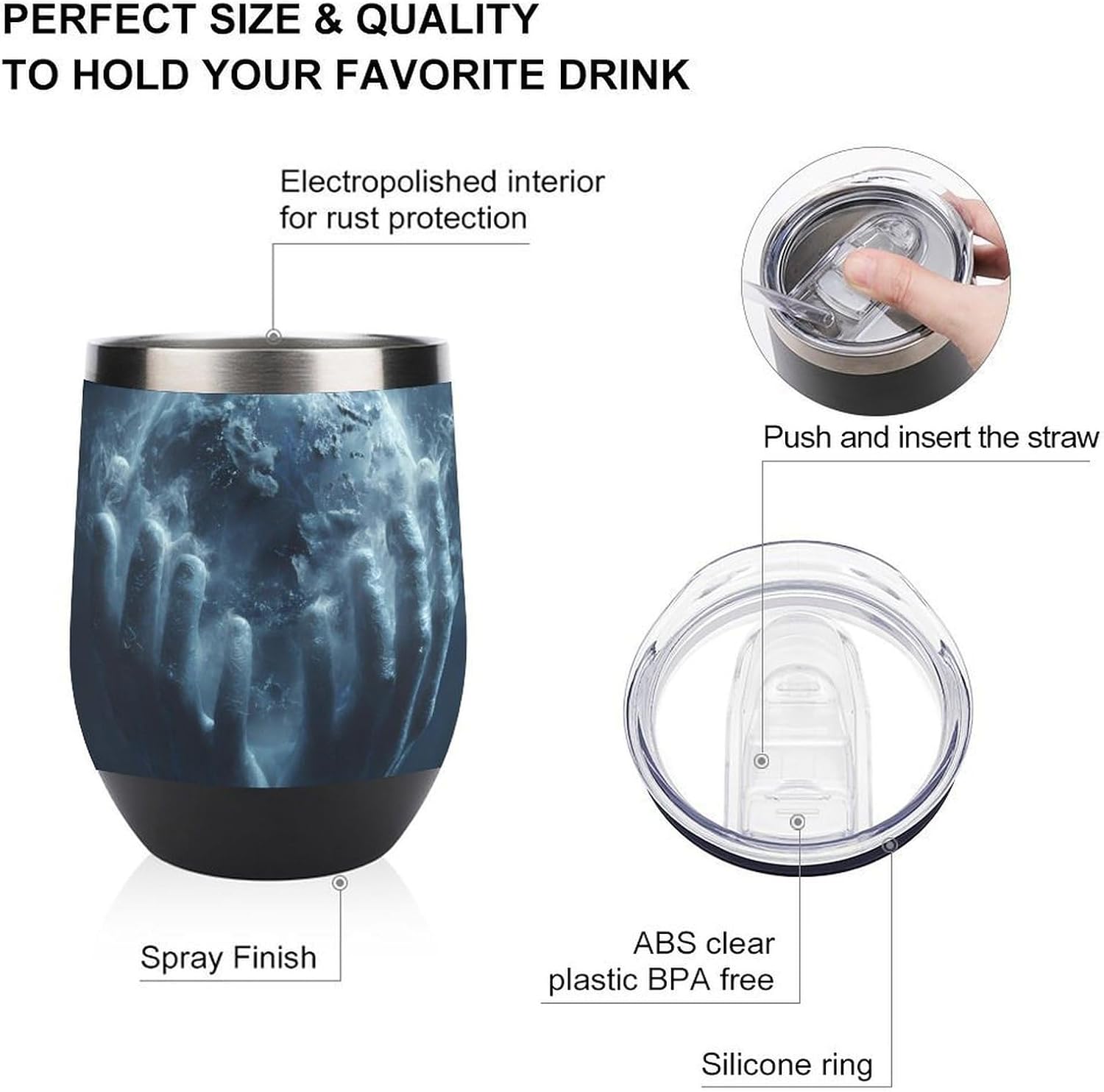 Save Water Insulated Drinking Cup Stainless Steel Coffee Mug Wine Tumbler with Lid 12OZ