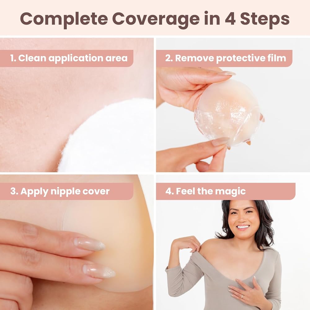 Xene Copricapezzoli Silicone per Donna - Copri Capezzoli Adesivi Riutilizzabile, Nipple Cover Invisibile, Comfortevoli e Discreti - Confezione di Lusso