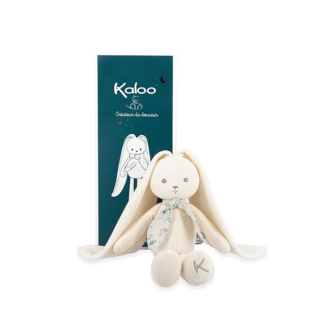 KALOO - Lapinoo - Peluche Conejo - Peluche Bebe Jersey y Punto - 25 cm - Color Crema - Materiales Muy Suaves - Caja de Regalo - Desde el Nacimiento, K969942