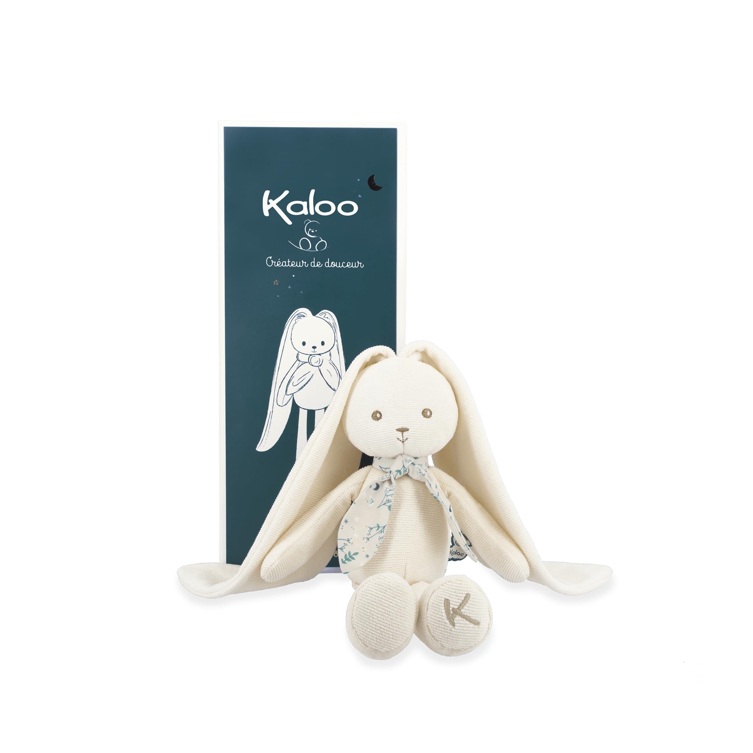 KALOO - Lapinoo - Rabbit Plush - Jersey and Knitted Baby Plush - 25 cm - Cream Colour - Very Soft Materials - Gift Box - From Birth, K969942