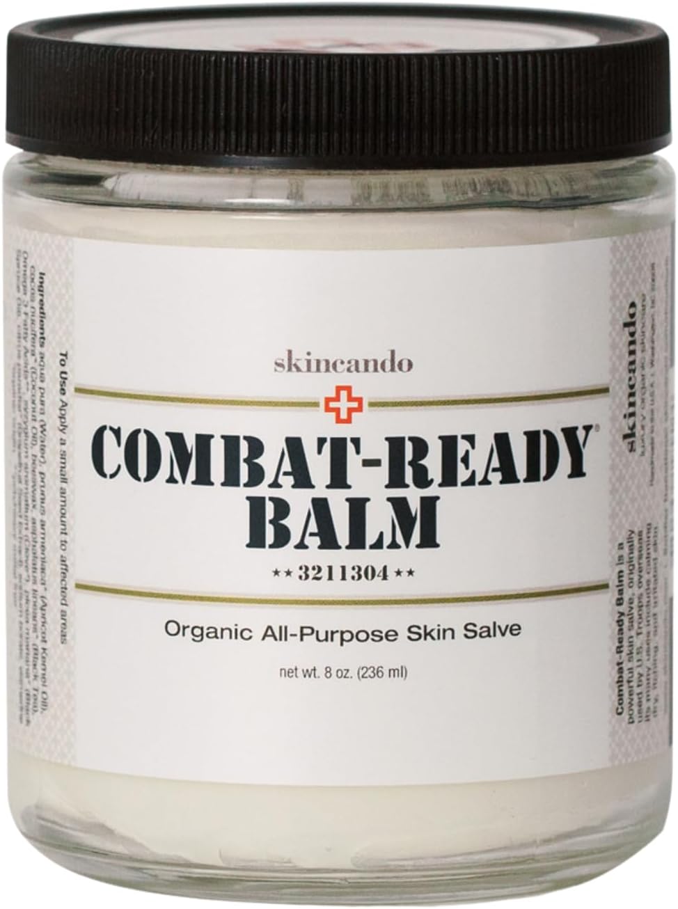 Combat Ready Skin Balm 8oz by Skincando – All Natural - Intensive Moisturizer – Skin Cream - Organic ingredients – Apricot Kernel Oil – Grapefruit Seed Extract – Black Spruce - Black tea Moisturizer