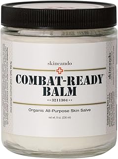 Combat Ready Skin Balm 8oz by Skincando – All Natural - Intensive Moisturizer – Skin Cream - Organic ingredients – Apricot Kernel Oil – Grapefruit Seed Extract – Black Spruce - Black tea Moisturizer