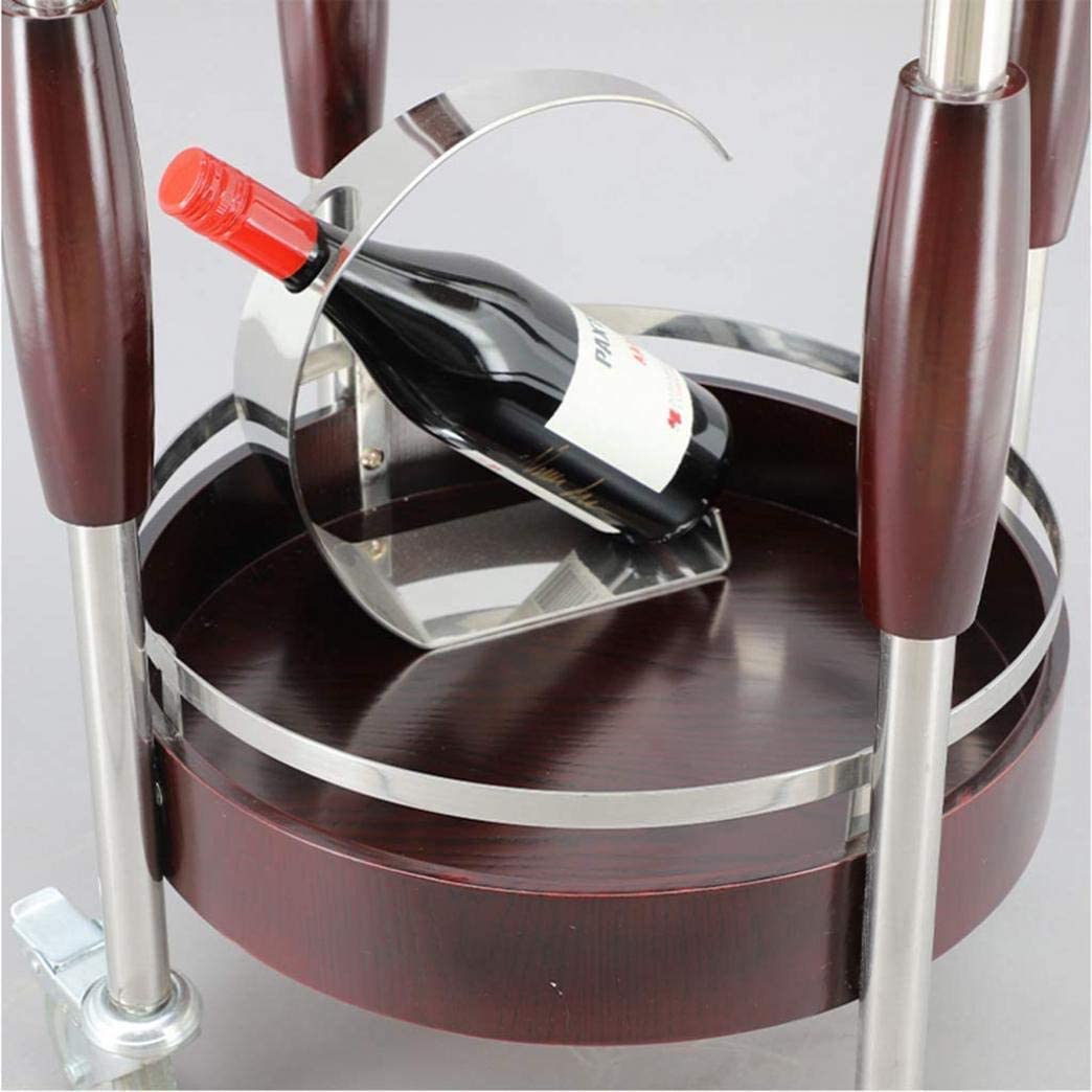 Carrito de Bar Redondo Negro, Carrito de Vino para Cocina doméstica, Carrito de Almacenamiento para Hotel, Carrito de Bebidas, Carrito de Comedor móvil silencioso con Dos Niveles.