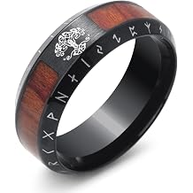 Viking Rings for Men Norse Viking Raven Runes Vegvisir Compass Amulet Ring Jewelry for Men Women Boys Size 7-13