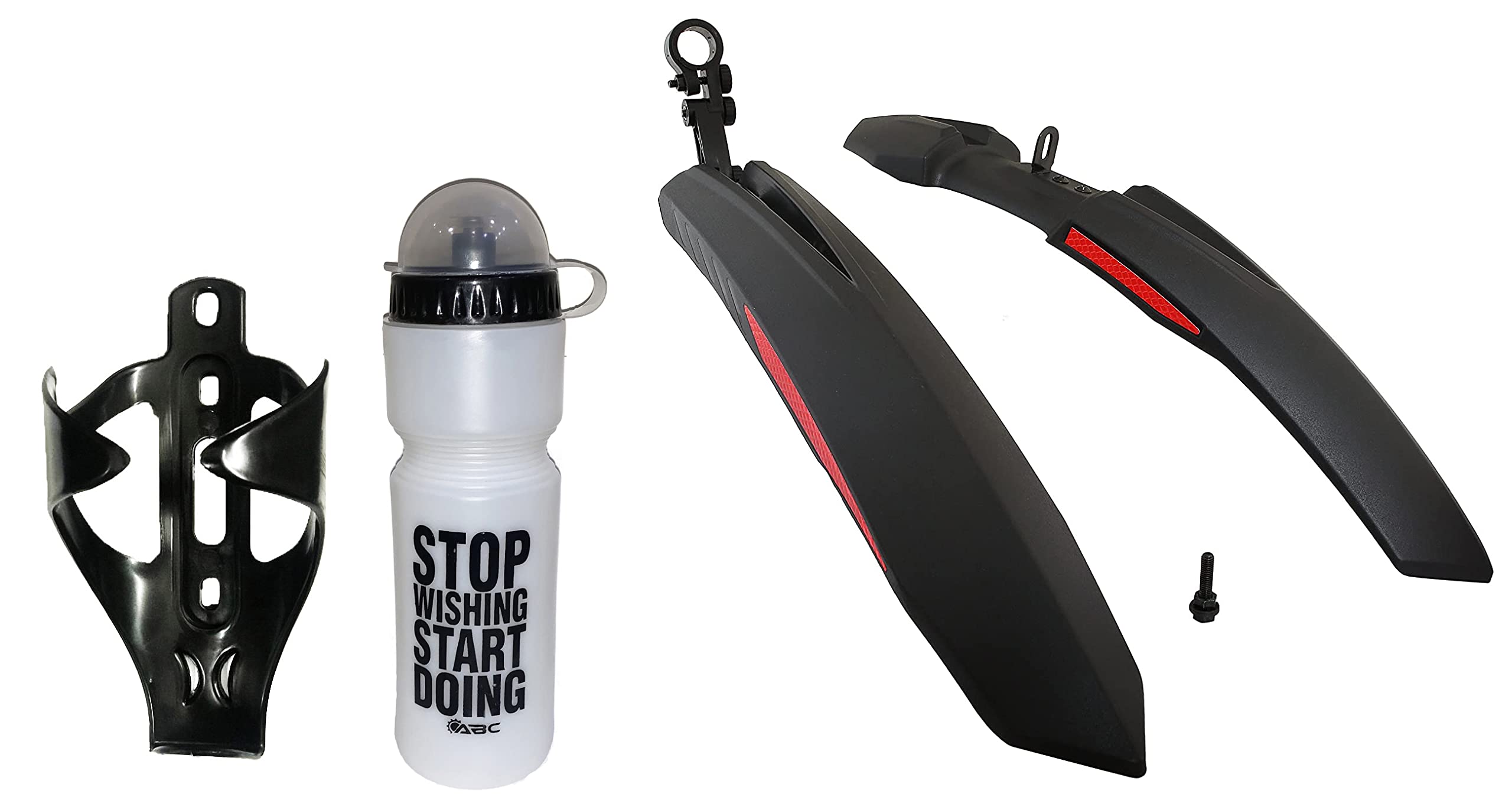 ABC Bicycle Front & Rear Mudguard with Reflective Tape and Plastic Fitting + 1 Bottle & Stand Included (Red) (B0B1GJS6B7) Amazon Price History, Amazon Price Tracker