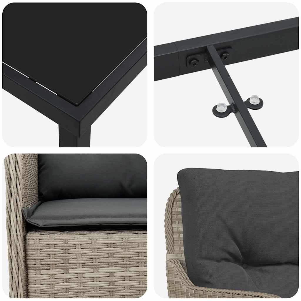 vidaXL Set da Pranzo per Giardino 7 PCS Grigio Chiaro Poly Rattan, Set da Pranzo Outdoor Trendy, mobili in Rattan Moderno, Tavolo da Giardino, Perfetto per cene all'aperto!