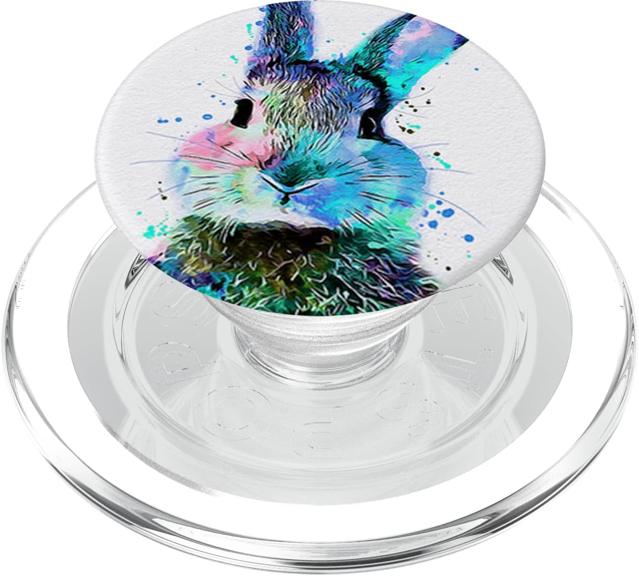 Cute Watercolor Rabbit Design Colorful Artistic on White PopSockets PopWallet for MagSafe