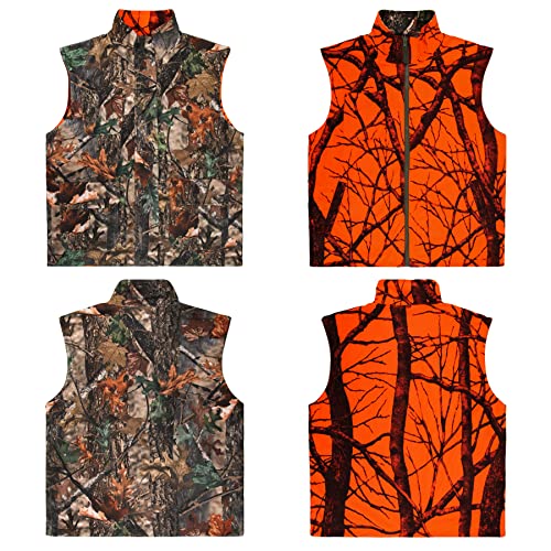 GUGULUZA Camo and Orange Hunting Reversible Vest, Game Vest Jacket for Hunting Camping (M-4XL)3