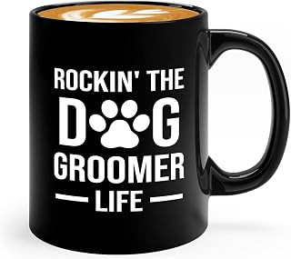 Flairy Land Dog Groomer Coffee Mug 11oz Black -Rockin the Groomer - Pet Day Grooming Appreciation Dog Groomer Women Dog Lovers Puppy Profesional Dog Groomer
