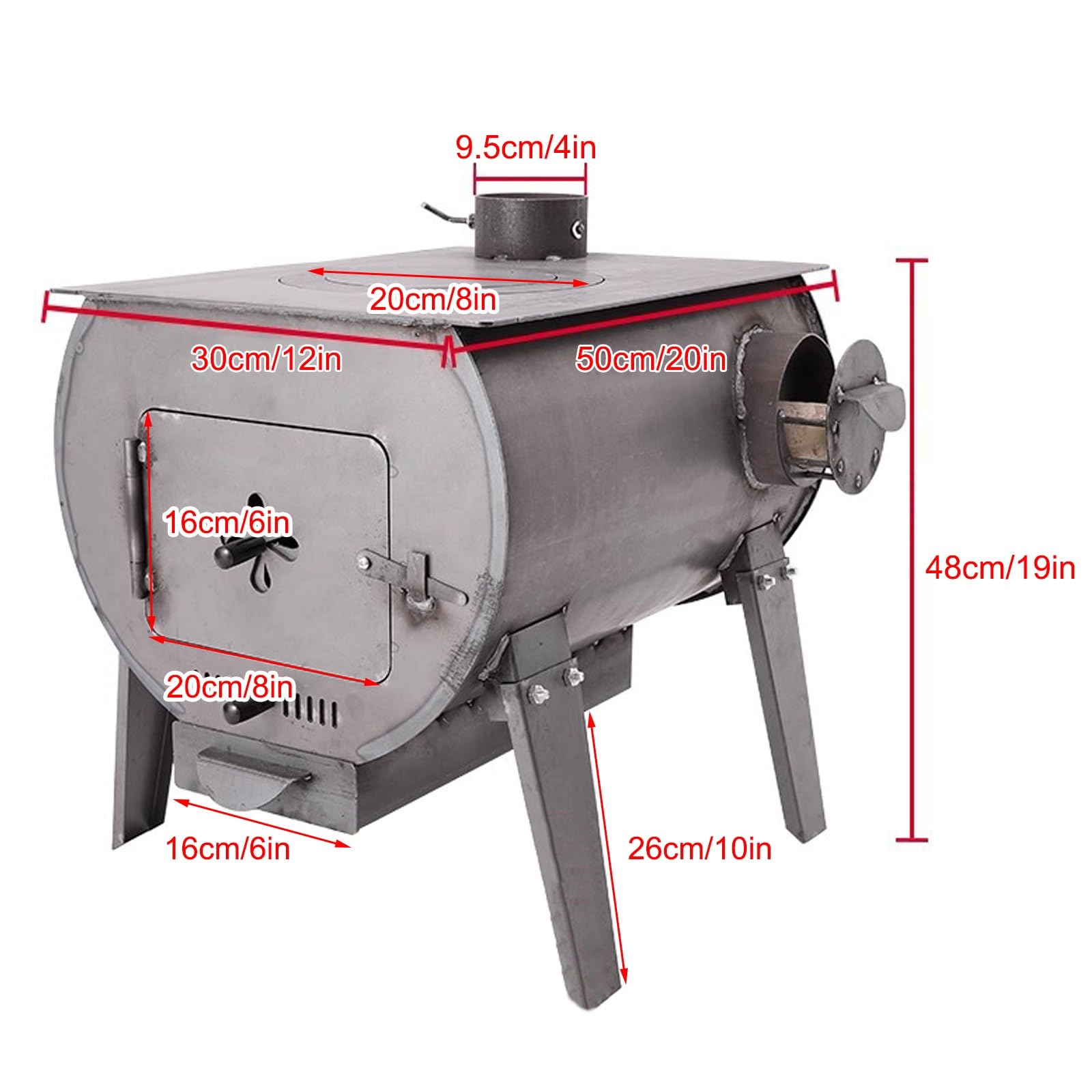 Stufa a Legna con Forno, Stufa a Legna con Gancio Riscaldante, Camino e Griglie in Acciaio Fuso, per Riscaldamento, Cottura, Bollitura Dell'acqua, Barbecue