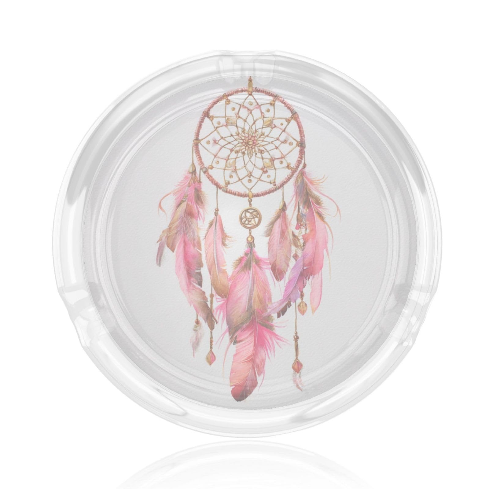 Watercolour Dreamcatcher With Soft Feathers Glass Ashtray For Cigarettes Ash Trays Case For Home Office Decor