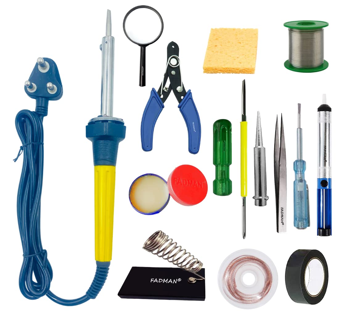 Fadman Corded Electric Soldering Iron A-3 60 W|Best Bundle Kit|Solder Wire|Flux|Stand|Wick|Screwdriver|Bit|Tweezer|Cutter|Sponge|Tape|Tester|Pump|Magnifying|Soldering Iron Kit (B0BWNNP1PV) Amazon Price History, Amazon Price Tracker