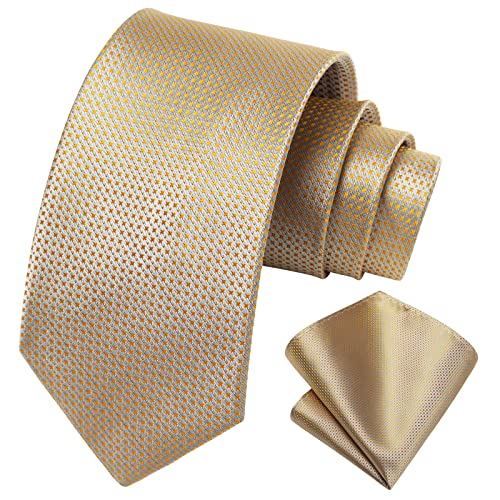 Image of HISDERN Polka Dot Ties for Men Classic Silk Ties and Pocket Square Formal Business Necktie Handkerchief Wedding Party