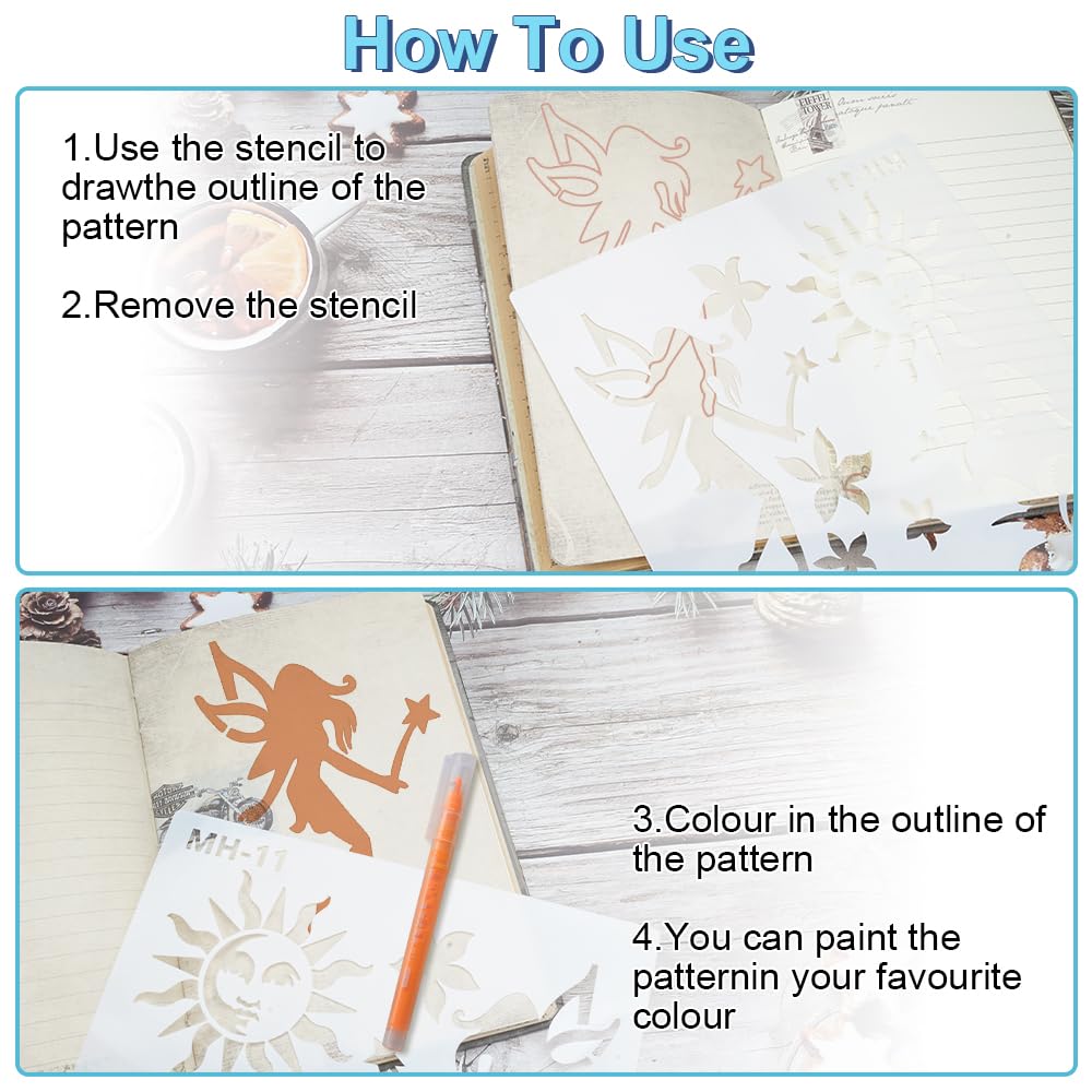 16 Stencil Per Pittura E Decorazione - Modelli Fiori E Piante Per DIY, Riutilizzabili - Foto 4