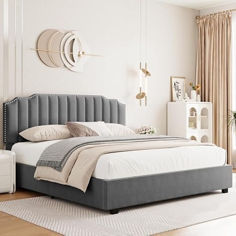 BIRTIMO Modern Queen Bed Frame Lift Up Storage Bed Cover