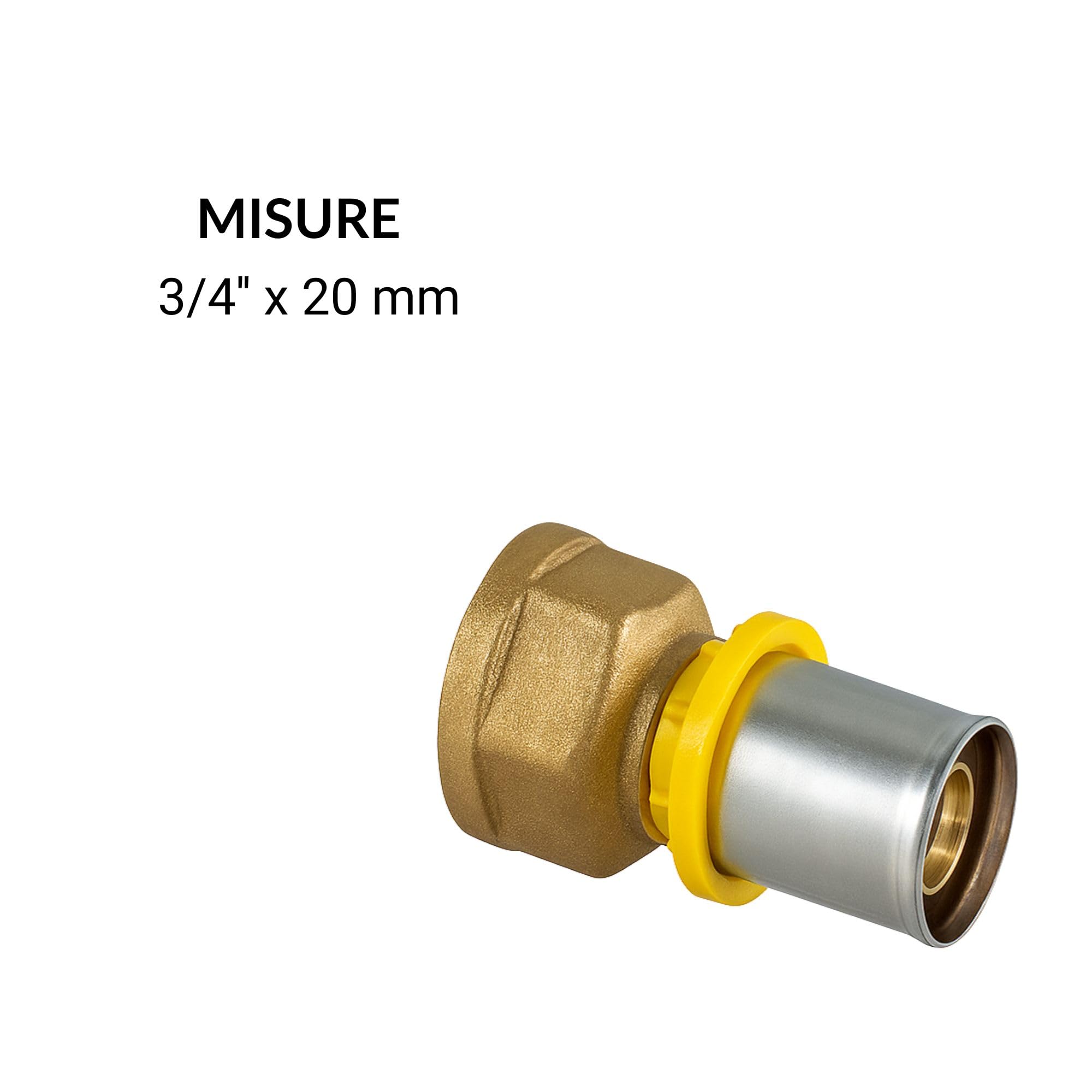 Empalme recto manguito hembra 3/4" x 20 mm 10 unidades para tubo multicapa de agua/gas a presión Made in Italy calidad certificada | Conexión para fontanería, calefacción, calderas e instalaciones de