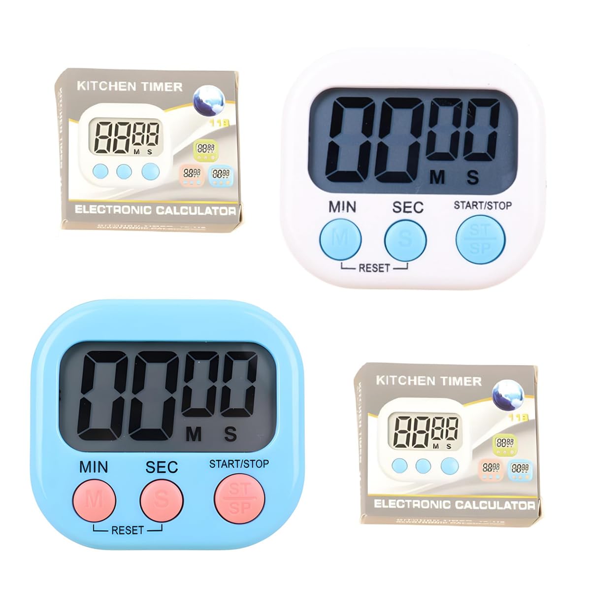 2 Pcs Kitchen Timers Magnetic Countdown Stopwatch Timer Digital Kitchen Timer With Loud Alarm Back Stand for Study Work Exercise Cooking