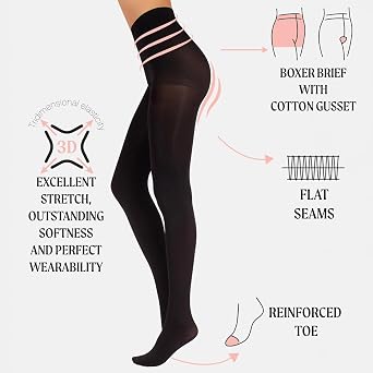 CALZITALY Opaque Shaping Tights with Control Body, Microfiber 3D Panyhose | Black, Blue | S, M, L, XL, XXL, 3XL, 4XL | 80 DEN | Italian Hosiery