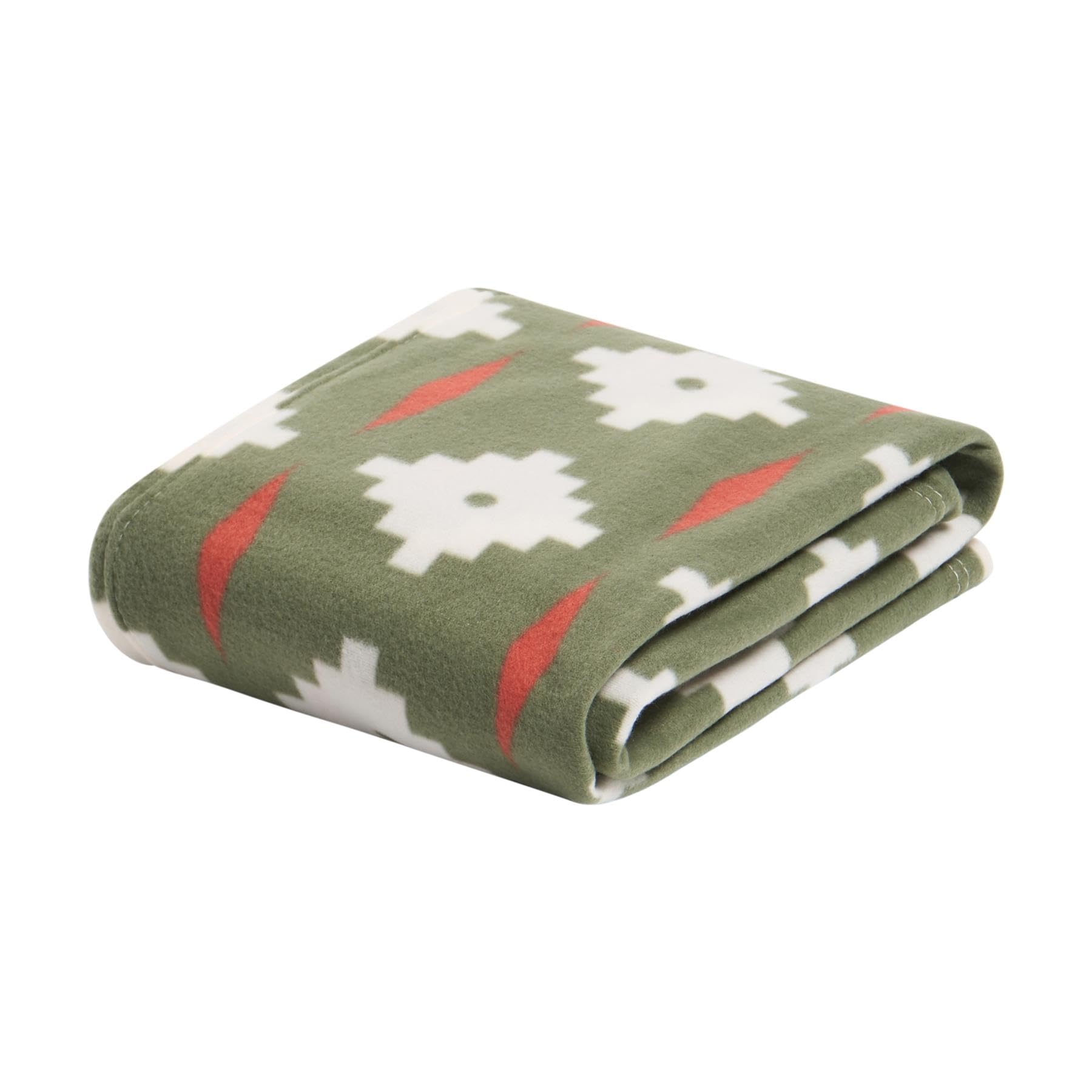 Ohs Geo Print Polar Fleece Throw Blanket Lightweight BedspreadOlive120 X 150 Cm from B&Q