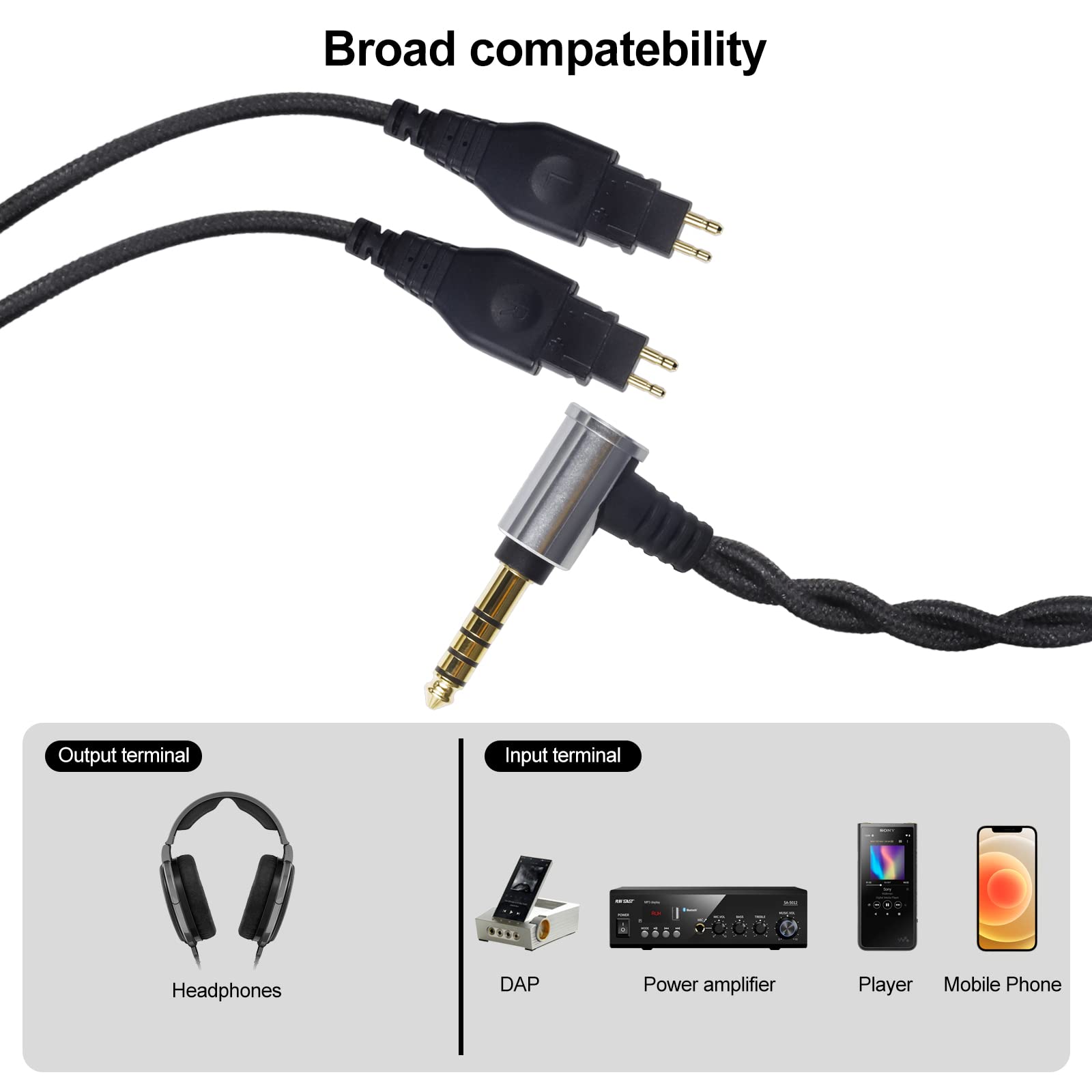 okcsc HDB4 Replacement Upgrade Headphone Cable with 4.4mm Balanced L Plug,4 Core OFC Silver Plated Audio Cord for Sennheiser HD650 HD600 HD580 HD565 HD545 HD525 HD414 HD25 HD6XX Headphone 1.5M/4.9ft - Image 4