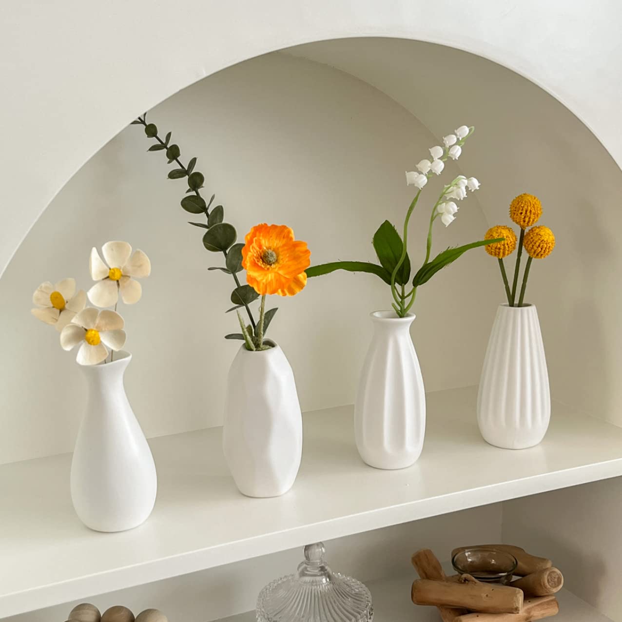 Amazon.co.jp: 花瓶 陶器 白 スタイル03 フラワーベース