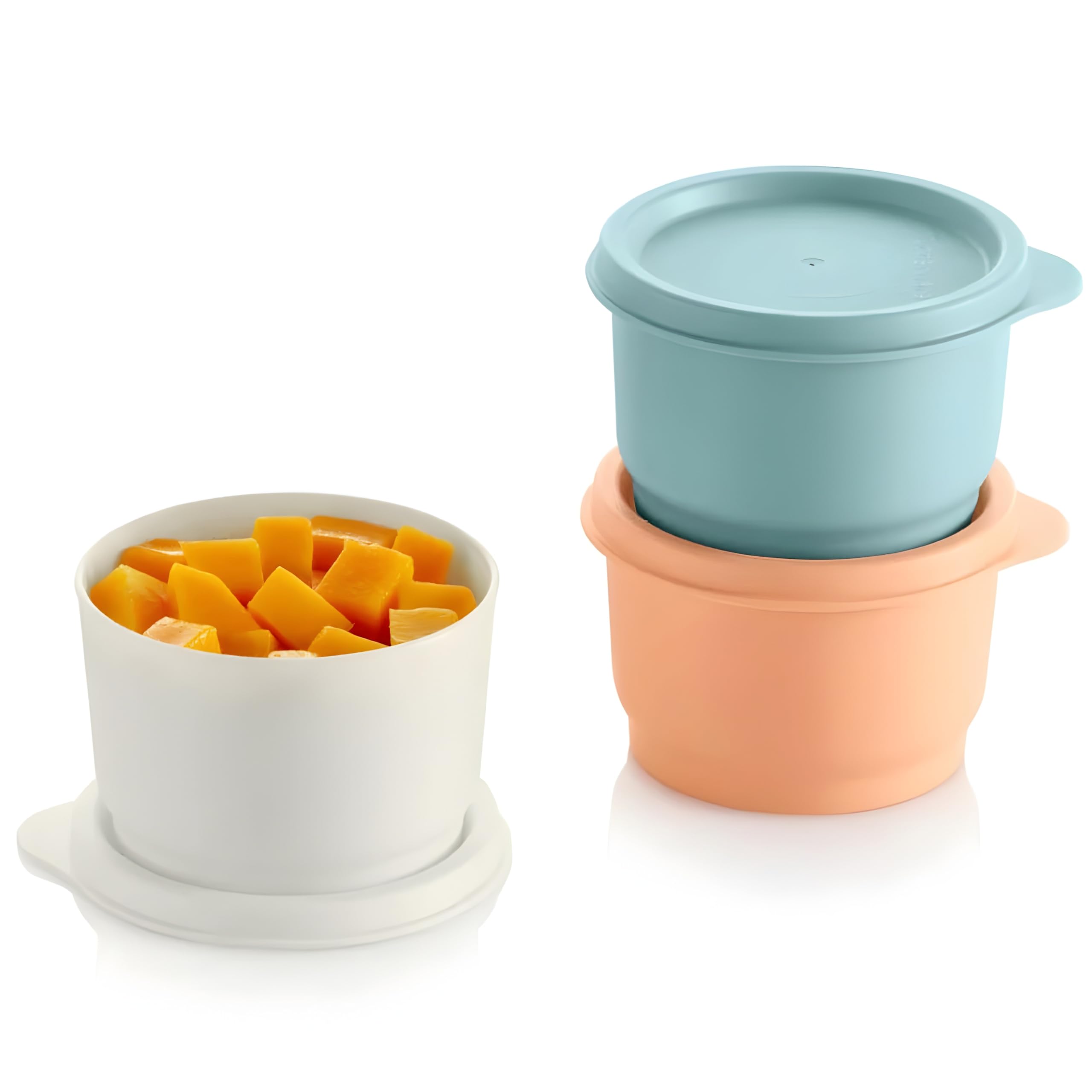 Tupperware SET (3) Buzdolabı Uno 120 ml Renkli Turuncu Beyaz Mavi